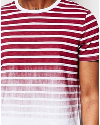 T-shirt à col rond à rayures horizontales blanc et rouge Asos