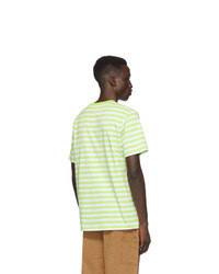 T-shirt à col rond à rayures horizontales blanc et vert CARHARTT WORK IN PROGRESS