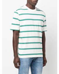 T-shirt à col rond à rayures horizontales blanc et vert PS Paul Smith