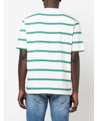 T-shirt à col rond à rayures horizontales blanc et vert PS Paul Smith