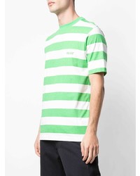 T-shirt à col rond à rayures horizontales blanc et vert Palace