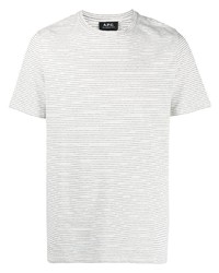 T-shirt à col rond à rayures horizontales blanc A.P.C.