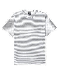 T-shirt à col rond à rayures horizontales blanc A.P.C.