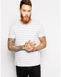 T-shirt à col rond à rayures horizontales blanc Asos