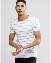 T-shirt à col rond à rayures horizontales blanc Asos