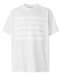 T-shirt à col rond à rayures horizontales blanc Burberry