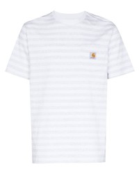 T-shirt à col rond à rayures horizontales blanc Carhartt WIP