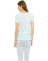 T-shirt à col rond à rayures horizontales blanc Splendid