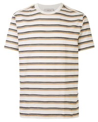 T-shirt à col rond à rayures horizontales blanc Cerruti 1881