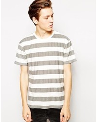 T-shirt à col rond à rayures horizontales blanc Cheap Monday