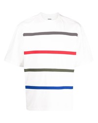 T-shirt à col rond à rayures horizontales blanc Coohem