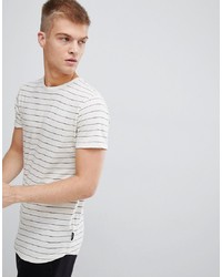 T-shirt à col rond à rayures horizontales blanc D-struct