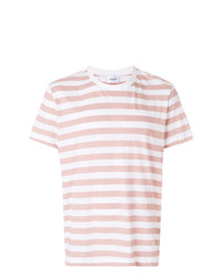 T-shirt à col rond à rayures horizontales blanc Dondup