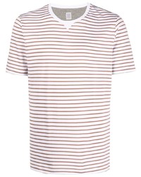 T-shirt à col rond à rayures horizontales blanc Eleventy