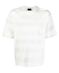 T-shirt à col rond à rayures horizontales blanc Emporio Armani