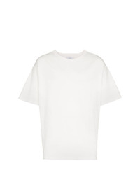 T-shirt à col rond à rayures horizontales blanc Facetasm