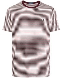 T-shirt à col rond à rayures horizontales blanc Fred Perry