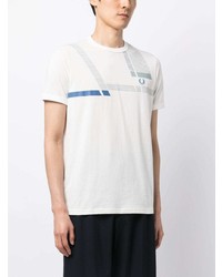 T-shirt à col rond à rayures horizontales blanc Fred Perry
