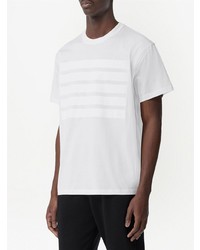 T-shirt à col rond à rayures horizontales blanc Burberry