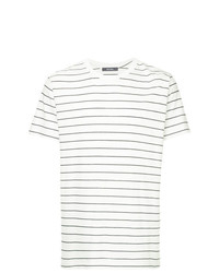 T-shirt à col rond à rayures horizontales blanc Jac+ Jack
