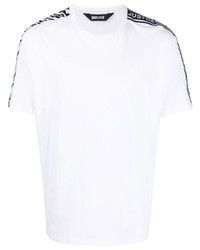 T-shirt à col rond à rayures horizontales blanc Just Cavalli