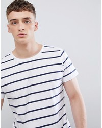 T-shirt à col rond à rayures horizontales blanc Lee