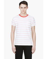 T-shirt à col rond à rayures horizontales blanc Levi's
