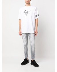 T-shirt à col rond à rayures horizontales blanc Giuseppe Zanotti