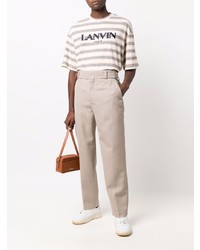 T-shirt à col rond à rayures horizontales blanc Lanvin