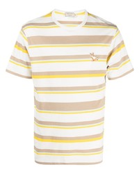 T-shirt à col rond à rayures horizontales blanc MAISON KITSUNÉ