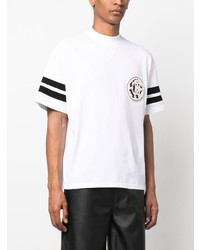 T-shirt à col rond à rayures horizontales blanc Roberto Cavalli