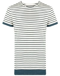 T-shirt à col rond à rayures horizontales blanc MM6 MAISON MARGIELA