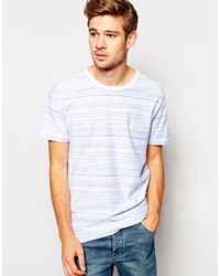 T-shirt à col rond à rayures horizontales blanc Selected
