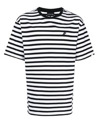 T-shirt à col rond à rayures horizontales blanc SPORT b. by agnès b.