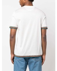 T-shirt à col rond à rayures horizontales blanc Paul Smith