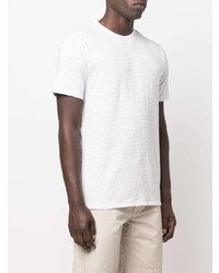T-shirt à col rond à rayures horizontales blanc Vince