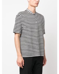 T-shirt à col rond à rayures horizontales blanc Aspesi