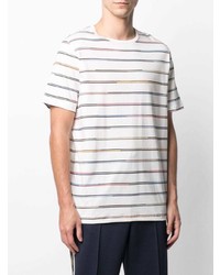 T-shirt à col rond à rayures horizontales blanc PS Paul Smith