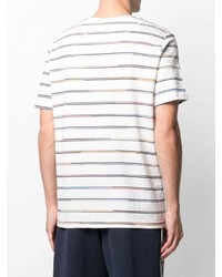T-shirt à col rond à rayures horizontales blanc PS Paul Smith
