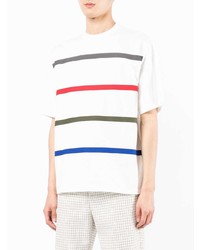 T-shirt à col rond à rayures horizontales blanc Coohem