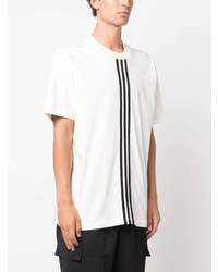 T-shirt à col rond à rayures horizontales blanc adidas