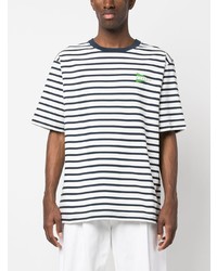 T-shirt à col rond à rayures horizontales blanc Kenzo