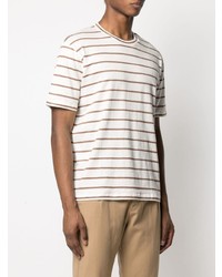 T-shirt à col rond à rayures horizontales blanc Eleventy