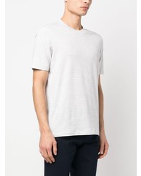 T-shirt à col rond à rayures horizontales blanc Brunello Cucinelli