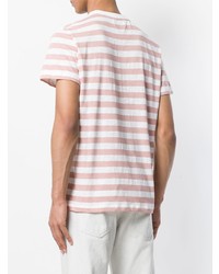 T-shirt à col rond à rayures horizontales blanc Dondup