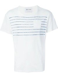 T-shirt à col rond à rayures horizontales blanc