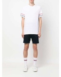 T-shirt à col rond à rayures horizontales blanc Thom Browne