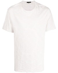 T-shirt à col rond à rayures horizontales blanc Vince