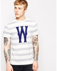 T-shirt à col rond à rayures horizontales blanc Wesc