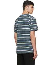 T-shirt à col rond à rayures horizontales bleu canard A.P.C.